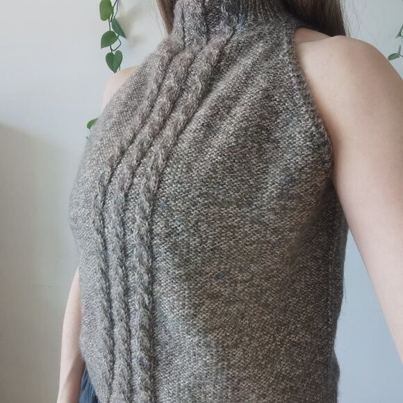 Soft Wool Handmade Vintage Sweater vest With Turtleneck 70s Brown - Picture 6 of 6